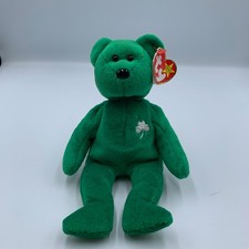 Ty Beanie Babies Erin Teddy Bear Green Shamrock Logo Stuffed Animal Plush Toy
