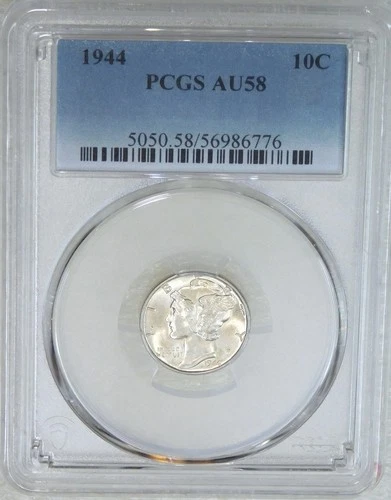 1944 P Mercury Dime PCGS AU58 Frosty Luster Just Graded New Holder #H215D