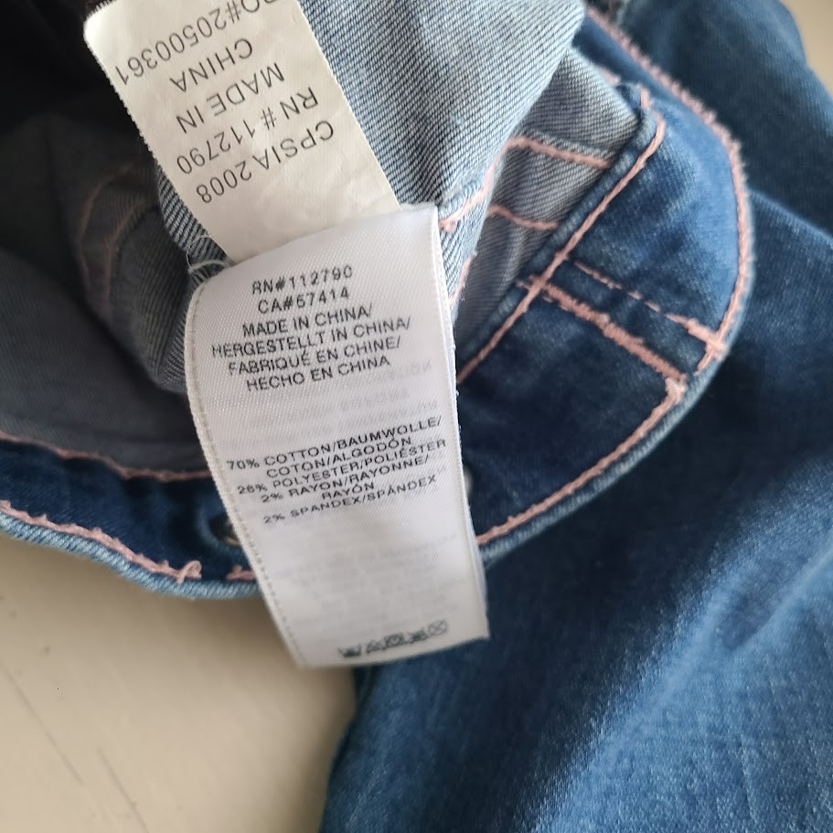 True Religion Youth Denim Jacket  Girls size 4 Pockets Snap Buttons thumbnail 8