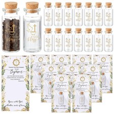 50 Sets Baptism Party Favor Clear Holy Water Bottles Cross Seed Glass Bottles...