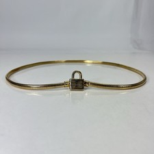 Vintage Skinny Gold Stretchy Belt - Padlock Buckle - Women's Size 30
