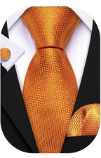 Barry Wang Plaid Ties Check Mens Necktie With Handkerchief, Cuff Links Tie New