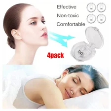 4PC Silicone Magnetic Anti Snore Nose Clip Stop Snoring Apnea Aid Device Stopper