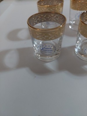 Linea Ferrara Chistalleria Shot Glass's W/ Gold Trim Made In Italy(Set Of 6)