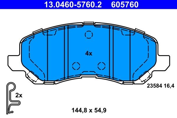 ATE Bremsbelagsatz, Scheibenbremse 13.0460-5760.2 FüR Mitsubishi Chrysler Jeep-image