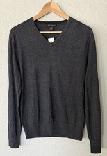 Banana Republic Silk Cotton Cashmere Sweater Men's S V-Neck Dark Grey