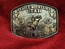 Rodeo 1983 X Treme Bull Riding Champion Trophy Buckle Eagle Mountain Ut Rare W50