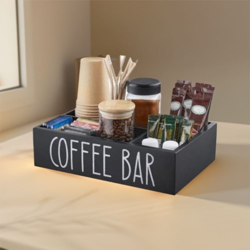 Caja de almacenamiento de té y café organizador de barra de café de madera estante de almacenamiento de condimentos - Imagen 12 de 14