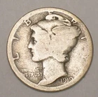 1919 Mercury Winged Head Dime 10 Cents Silver Coin