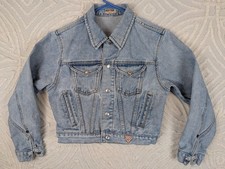 VTG 80's GUESS Jeans USA Women's Denim Jacket Cropped Size S Rare Snap-Up