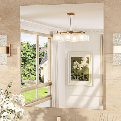 30x36 Frameless Modern Bathroom Mirror - Shatterproof Wall Decor