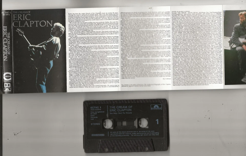THE CREAM OF ERIC CLAPTON RARE UK CHROME CASSETTE ALBUM, DISCOGRAPHY INSERT - Image 2 of 2
