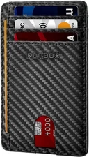 RUNBOX Slim Minimalist Front Pocket RFID Blocking Leather 01-Carbon Black 