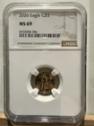 2026-W $5 Gold Eagle NGC MS69 American Gold Eagle 1/10 oz Gold Coin