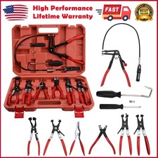 9x Hose Clamp Clip Remover Pliers Wire Long Reach Kit Fuel Oil Water Hose Tool