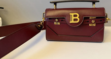 Balmain Paris Leder-Umhängetasche Bordeaux B...