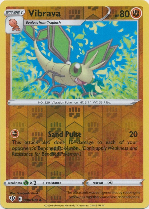 Vibrava 090/189 Uncommon Darkness Ablaze Pokemon Reverse Holo Near Mint