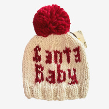 NWT Huggalugs Santa Baby Knit Beanie Pom Pom Small 0-6 Months Holiday NEW