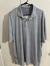 Johnny O Featherweight Polo Shirt Size XXL Blue White Striped Super Soft Good