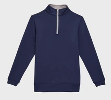 NWT Peter Millar Perth Youth Performance Quarter-Zip Navy L Long Sleeve UPF 50