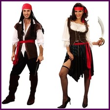 Pirate Costume Women Men Adult Halloween Captain Jack Sparrow Cosplay Clothes