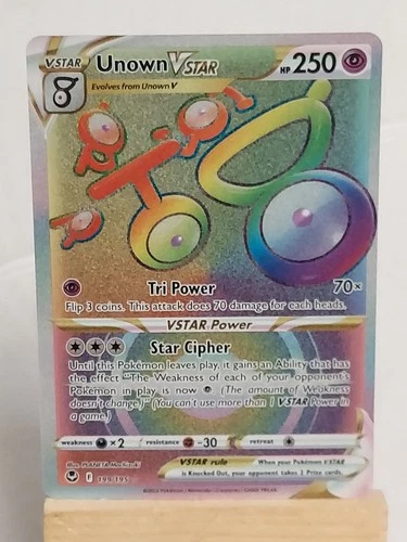 Pokémon TCG Secret Rare Unown VSTAR 199/195 Silver Tempest (Rainbow)