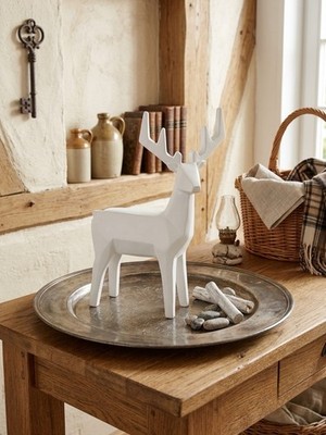 DEKO HIRSCH WEISS METALL   MODERN FÜR LANDHAUSSTIL   CA. 30CM   NEUWERTIG