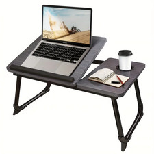 Adjustable Height Laptop Desk - Heavy-Duty Foldable lap table with Cup Holder