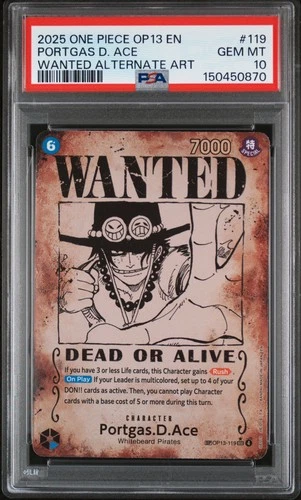 2025 ONE PIECE OP13-CARRYING ON HIS WILL #119 PORTGAS D. ACE PSA 10