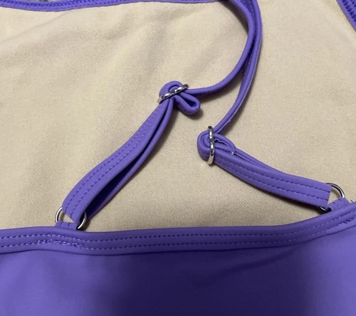 LANDS END Kids Swim Set 2-Pc Tankini Girl’s 10 Purple w/ Heart Adjustable Straps - Picture 6 of 12