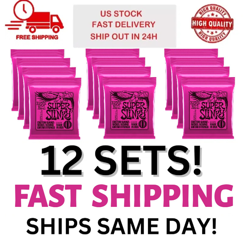 12 SETS! ERNIE BALL SUPER SLINKY ELECTRIC GUITAR STRINGS 09-42 2223