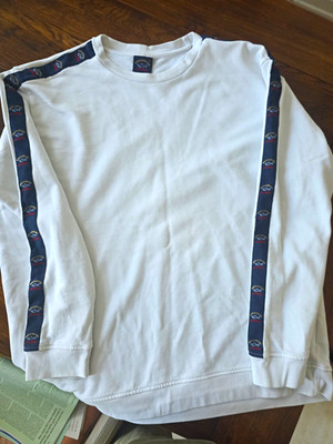 Paul & Shark Herren Pullover Rundhals Langarm Logo Weiß/Blau Strick XXL