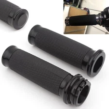 1" Black 25mm Handle Bar Hand Grips For Harley Touring Sportster Dyna Softail Up