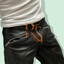 Men's Classic Style Black Leather Pant Slim Fit In Genuine Lambskin Leather Pant