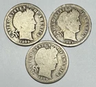 1909 -D, O and S Mint Barber 10c Simes Lot of 3