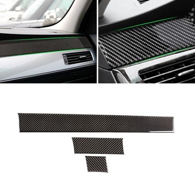 3Pcs for BMW 5 Series E60 2004-2010 Carbon Fiber Console Dashboard Panel Strips