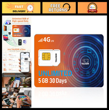 Unlimited Data SIM Card 5GB for 30 Days, 5G/4G LTE, No Contract, Unlocked Device