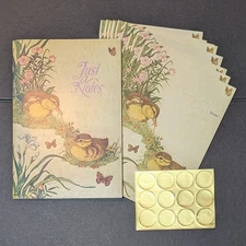 Vintage 1970s Current Just A Notes Ducklings & Butterflies Set of 12 With Seals