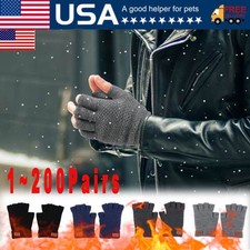 Winter Alpaca Wool Fingerless Gloves Thermal Men Knitted Half Finger Mitten Lot