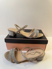 Nina Womens Sandals Giannis Strappy Block Heel Sandals Crystal Straps US 6.5