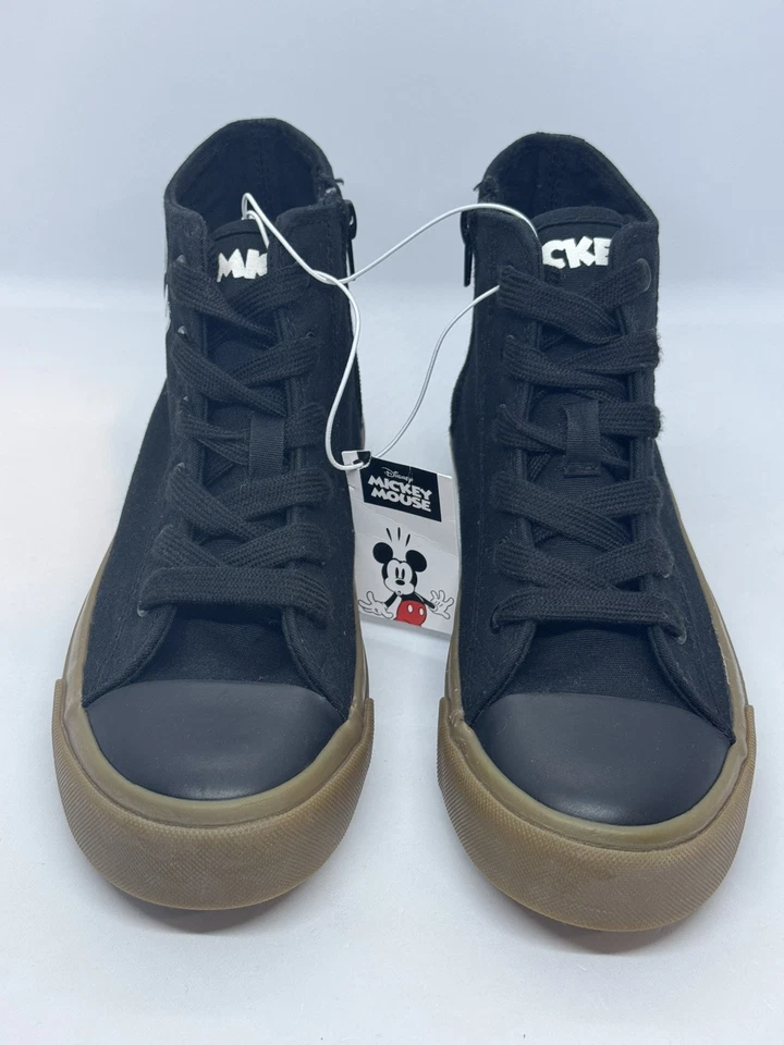 Disney Mickey Mouse Zapatillas Altas Niños Talla 3 Negro Rojo Goma Parte Inferior Zapatos Foto 3 de 4