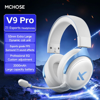 V9 Pro Gaming Headset, Over-Ear Quad-Mode Wireless Bluetooth Headphones for PC w