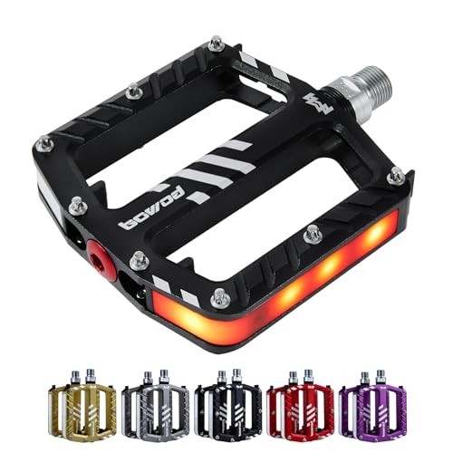 Bicycle Pedals with LED lights 5 Modes, Tap On-Off, USB Rechargeable, Black