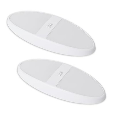 Facon 2-Pack 12V DC RV Ceiling Dome Light with Large Pancake Light, 2Packs