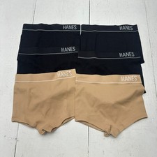 Hanes Black Beige 6 Pack Ribbed Boyfriend Fit Underwear Pack Women's Size S NEW