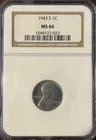 1943 1C STEEL LINCOLN WHEAT CENT PENNY NGC MS 66 Classic Brown Holder
