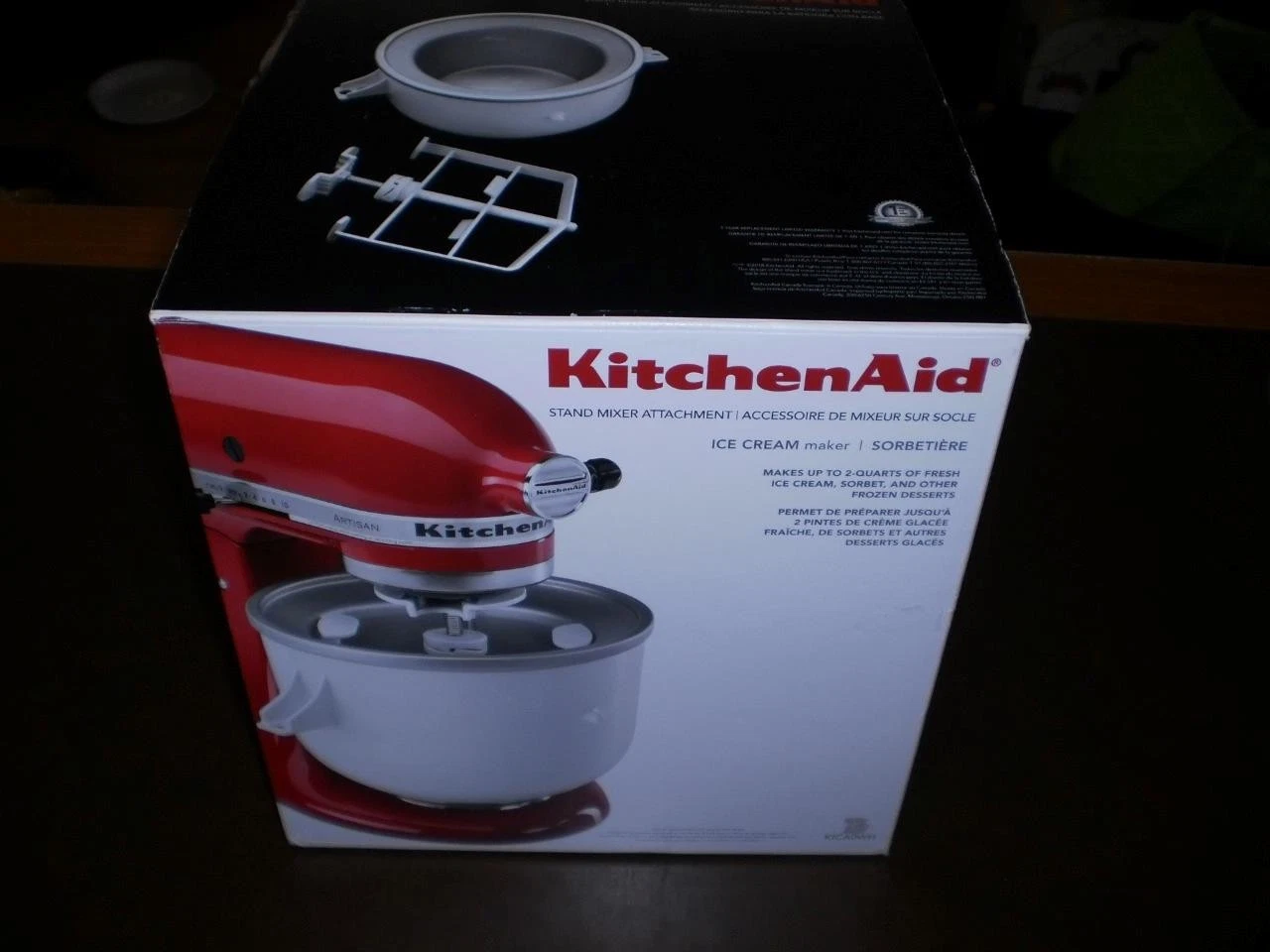 KitchenAid 2 Quart Ice Cream Maker attachment Tub Sorbet Frozen Desserts NIOB
