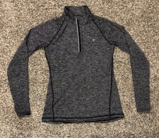 Old Navy Active Go Dry Quarter Zip Heathered Black And Grey Women s Size XS