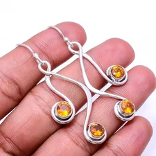 Citrine Gemstone 925 Sterling Silver Earring 2.11", Christmas Gift E27432