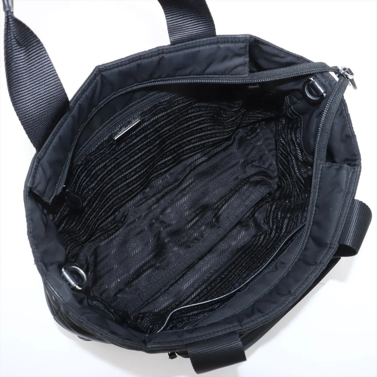 Prada Tessuto nylon x leather 2 Way Handbag Black 1BG360 thumbnail 8